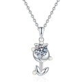 Sterling Silver Moissanite Necklace, Minimalist Ins Style Small Rose Design-0-3