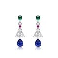 wholesale 925 Silver Gold-Plated Earrings with High-Carbon Diamond Royal Blue Teardrop Art Deco Geometric Exquisite Jewelry for Women-0-0