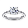 wholesale S925 Silver Wholesale European and American Foreign Trade Jewelry Square Zirconia Women's Single Stone Ring Simple and Fashionable Simulated Square Diamond Ring-0-1