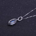 wholesale S925 silver gemstone crystal pendant necklace with a design sense, luxurious retro fashion-0-3