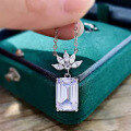 wholesale S925 Silver New 8*12 European Style Simulated Diamond Pendant Necklace Sparkling Choker-0-3