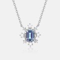 wholesale S925 Sterling Silver Fashion Cultivation Alexandrite Necklace, Light Luxury Niche Snowflake Pendant Collarbone Chain Colored Gemstone Jewelry-0-1