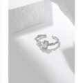 wholesale S925 sterling silver 101 Korean version ins niche design irregular surface synthetic opal texture open ring for women-0-1
