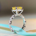wholesale S925 Silver Princess Cut Ring Cross-Border European and American Yellow Gold Four-Prong Diamond Ring Non-Fading Pure Silver Ring Wholesale-0-2