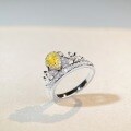 wholesale S925 Sterling Silver Crown Ring for Women, Xiaohongshu Same Style Yellow Diamond Ring, Teardrop Pear Shape Wheat Ear Ring, Popular Wholesale-0-2
