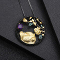 wholesale S925 Silver Designer Element Pendant, Chinese Zodiac Tiger Year Natural Gemstone Necklace Pendant-0-1