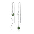 wholesale S925 silver ethereal literary lady synthetic green phantom crystal ear thread elegant wave earrings G4925-0-4
