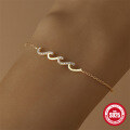 wholesale S925 Sterling Silver Summer Wave Pendant Bracelet with Rhinestone Design-0-1