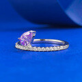 wholesale S925 Sterling Silver Light Luxury Style Minimalist Romantic Purple Teardrop 4*6mm Pear-Shaped Amethyst Ring-0-1