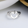 wholesale S925 Sterling Silver Retro Korean Style Hollow Heart Ring, Ins Internet Famous Trendy Versatile Open Adjustable Ring for Women-0-1