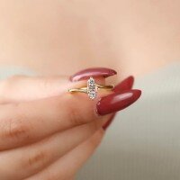 wholesale S925 Sterling Silver Red Elk Minimalist Light Luxury Ring for Women, Commute Fashion Exquisite High-End Elegance Band Jewelry-BZ0768-Gold US Size 9