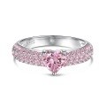wholesale S925 Silver Cross-Border Hot-Selling Women's Ring, Small and Exquisite, Advanced Sense, Fresh and Elegant, Princess Pink Diamond Heart-Shaped Butterfly Ring Hand Accessory-0-7