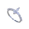 wholesale S925 Sterling Silver Four-Leaf Mini Marquise Zircon High-End Stacking Ring Fashion Ring for Women Little Red Book Gift-0-4