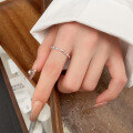wholesale S925 Sterling Silver Chain Ring Minimalist Niche Luxury Adjustable Open Finger Ring Index Finger Ring Same as Xiaohongshu-0-0