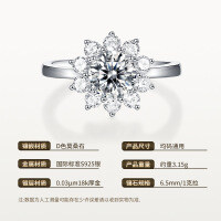 925 Silver Moissanite Sunflower Ring Light Luxury Jewelry Wholesale-6.5mm/1-carat moissanite/S925 sterling silver; adjustable opening