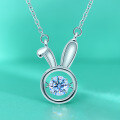 wholesale S925 Sterling Silver Moissanite Moon Bunny Necklace for Women, Twelve Zodiac Pendant Set Wholesale, Blessing-0-0