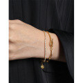 wholesale S925 Sterling Silver Korean Version Ins Niche Light Luxury Design Micro-Inlaid Zircon OT Buckle Double-Layer Chain Textured Bracelet for Women-0-3