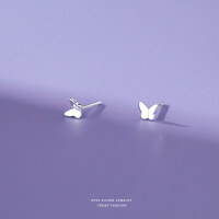 wholesale 999 Sterling Silver Butterfly Stud Earrings for Women-Silver Pure Silver