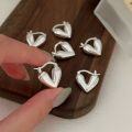 wholesale S925 Sterling Silver Minimalist Versatile Heart Ear Clasp Earrings for Women, Korean Blogger-Inspired Niche Premium Viral Ear Accessories-0-0