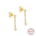 wholesale S925 Sterling Silver Rhinestone Pearl Fringe Earrings, Minimalist Korean Style INS Ear Wires-0-5