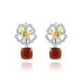 wholesale S925 Silver Designer Natural Topaz Earrings, Butterfly Blossom Nature-Inspired Design-0-7
