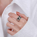 wholesale S925 Sterling Silver European and American River Line Texture Trendy Minimalist Unisex Open Ring-0-2
