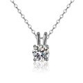 wholesale 925 Sterling Silver Moissanite Four-Prong Necklace Women's Collarbone Chain Ins Minimalist Style Simple Niche Design-0-0
