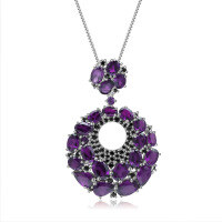 wholesale [925 Silver] Italian Craftsmanship Designer Pendant Elegant and Luxurious with Natural Amethyst Gemstone Necklace Pendant-Natural garnet pendant (with silver chain)