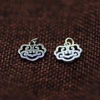 wholesale 990 Sterling Silver Ruyi Pendant, Vintage Plain Silver Bracelet Red String Charm Pendant, Pure Silver Jewelry DIY Accessories-Round plain white single 5000034&gt; Pure Silver 990