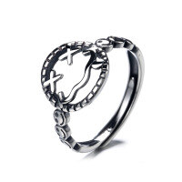 wholesale S925 Sterling Silver Chic Hollow Smiley Face Ring, Ins Stylish Niche Personality Index Finger Ring for Women-229J/approx. 2.18g>Adjustable opening