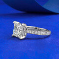 wholesale S925 Silver New 8*8 Princess Cut Ring, Korean Style Trendy Versatile Classic Four-Prong Diamond Ring-0-1