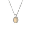 wholesale S925 Sterling Silver Small Geometric Oval White Agate Pendant Minimalist Luxury Choker Necklace for Women-0-4