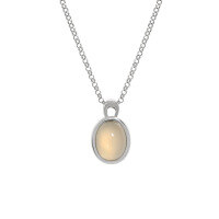 wholesale S925 Sterling Silver Small Geometric Oval White Agate Pendant Minimalist Luxury Choker Necklace for Women-White Agate &gt; 925 Silver