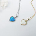 wholesale S925 Silver INS Style Heart-Shaped Opal OPAL Pendant White Opal Jewelry Necklace Pendant-0-3