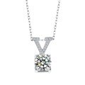 S925 Sterling Silver 2-Carat Moissanite V-Cowhead Four-Paw Pendant Necklace-0-3