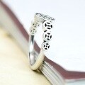 wholesale S925 Sterling Silver Retro Style Thai Silver Matte Ethnic Coin Pattern Wealth and Treasure Ring for Women, Adjustable Open Ring for Index Finger-0-3