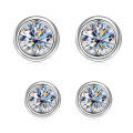 wholesale S925 Silver Round Moissanite Stud Earrings Bubble Couple Style, Fashionable and Versatile Elegant Ear Accessories-0-4