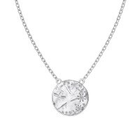 wholesale S925 Sterling Silver Advanced Sense Women's Necklace with Exquisite Star Pattern and Zircon Round Pendant Design, Light Luxury Style Collarbone Chain-Platinum DY190911-SW-WH 925 silver