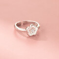 wholesale S925 Sterling Silver Fresh and Sweet Ins-Style Niche Design Diamond-Inlaid Brushed Five-Petal Flower Ring R02826-0-3