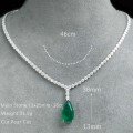 wholesale 925 Silver Gold-Plated Pendant Chain with High-Carbon Diamond and Emerald Pear-Cut Drop for Evening Fashion Women's Necklace-0-1