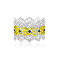 wholesale Pure Silver 15mm Round Cut Cultivated Sapphire Ring for Women, Bucherati Style Breathable Jewelry, Commute Chic-Cultivated Sapphire【R3070】 No.11