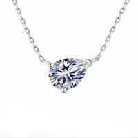 925 Silver Minimalist Teardrop Moissanite Pendant Necklace, Chic and Versatile-White gold  5*8mm zircon version