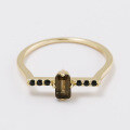 wholesale S925 sterling silver gold-plated, Dunli Jewelry new natural octagonal cut smoky quartz square ring, personalized and fashionable-0-1
