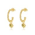 wholesale S925 Gold-Plated Sterling Silver with Peridot Fashionable Small Floral Ear Hooks, Niche Design Earrings for Women, Wholesale from Manufacturer-0-4