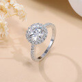 wholesale S925 Sterling Silver Plated with 18K Gold, Luxury Princess Round Halo Moissanite Ring for Women, Fashion Moissanite Engagement Ring-0-0