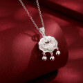 wholesale 990 Sterling Silver Peace Lock Necklace for Babies and Children, Pure Silver Longevity Lock Pendant for Girls, Infant Full Moon and First Birthday Gift-0-1
