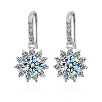 Sterling Silver Ear Hooks with Zircon and Pink Diamond, Clearance Sale with Free Shipping.-Style W [Clearance Sale with Free Shipping]  925 Silver