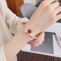 wholesale Sterling silver Yunchaoxuan S990 vintage matte antique craft with southern red floral bud design ethnic style adjustable bangle-0-3
