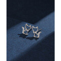 wholesale 925 Sterling Silver Hollow-Out Fox Stud Earrings for Women, Exquisite and Petite, Hypoallergenic for Fresh Piercings, Personalized and Elegant with Micro-Paved Zirconia Ear Jewelry-0-1