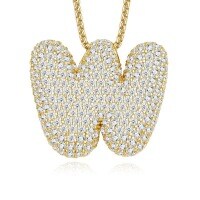 925 Silver Gold-Plated Letter Pendant Choker Necklace for Women-The letter W